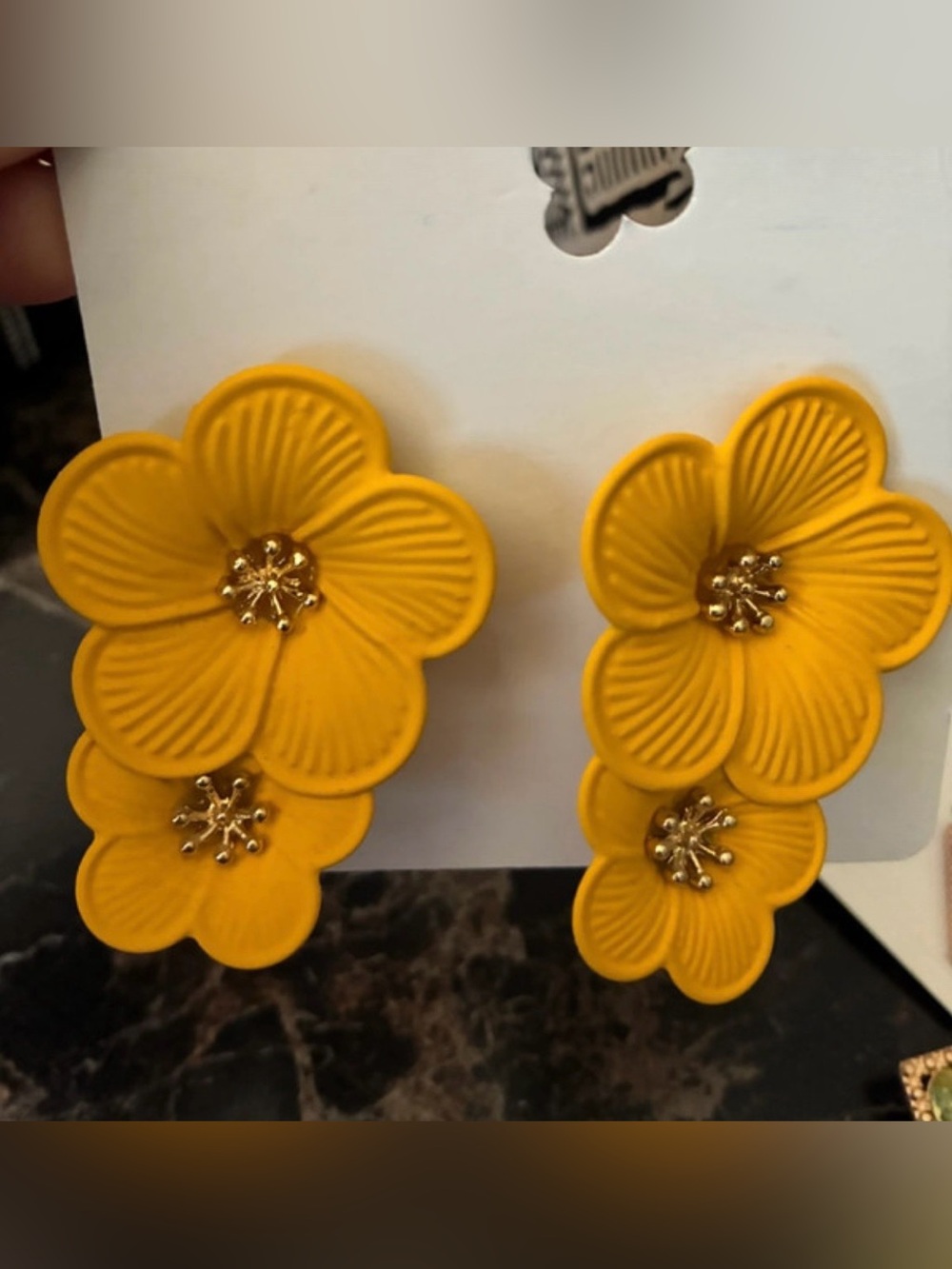 Yellow Floral Drop Earrings - Women's Fashion Accessory